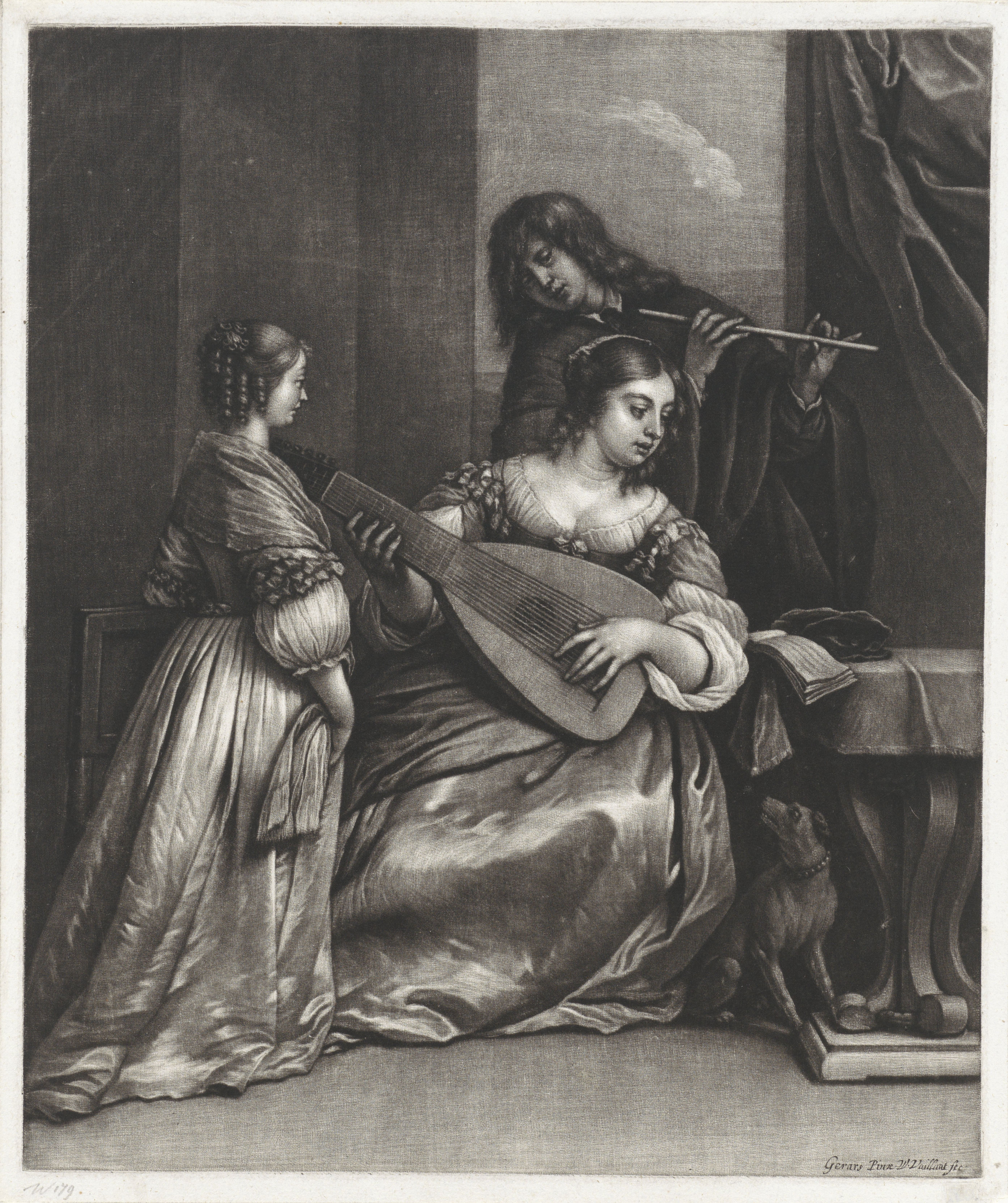 Musicerend paar met luit en dwarsfluit Musicerend paar