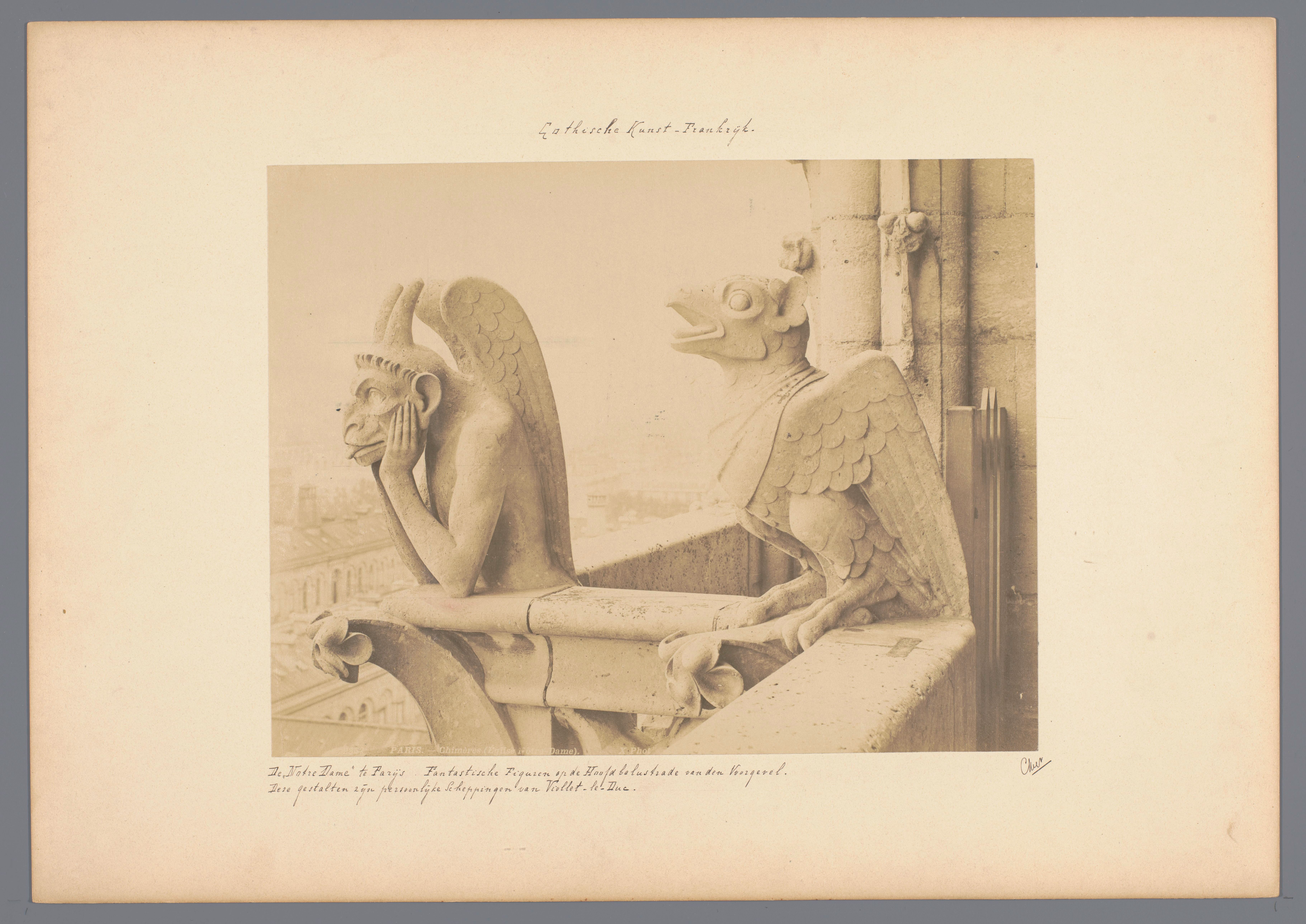 Gargoyle Sculptures on Notre-Dame Balustrade, Paris