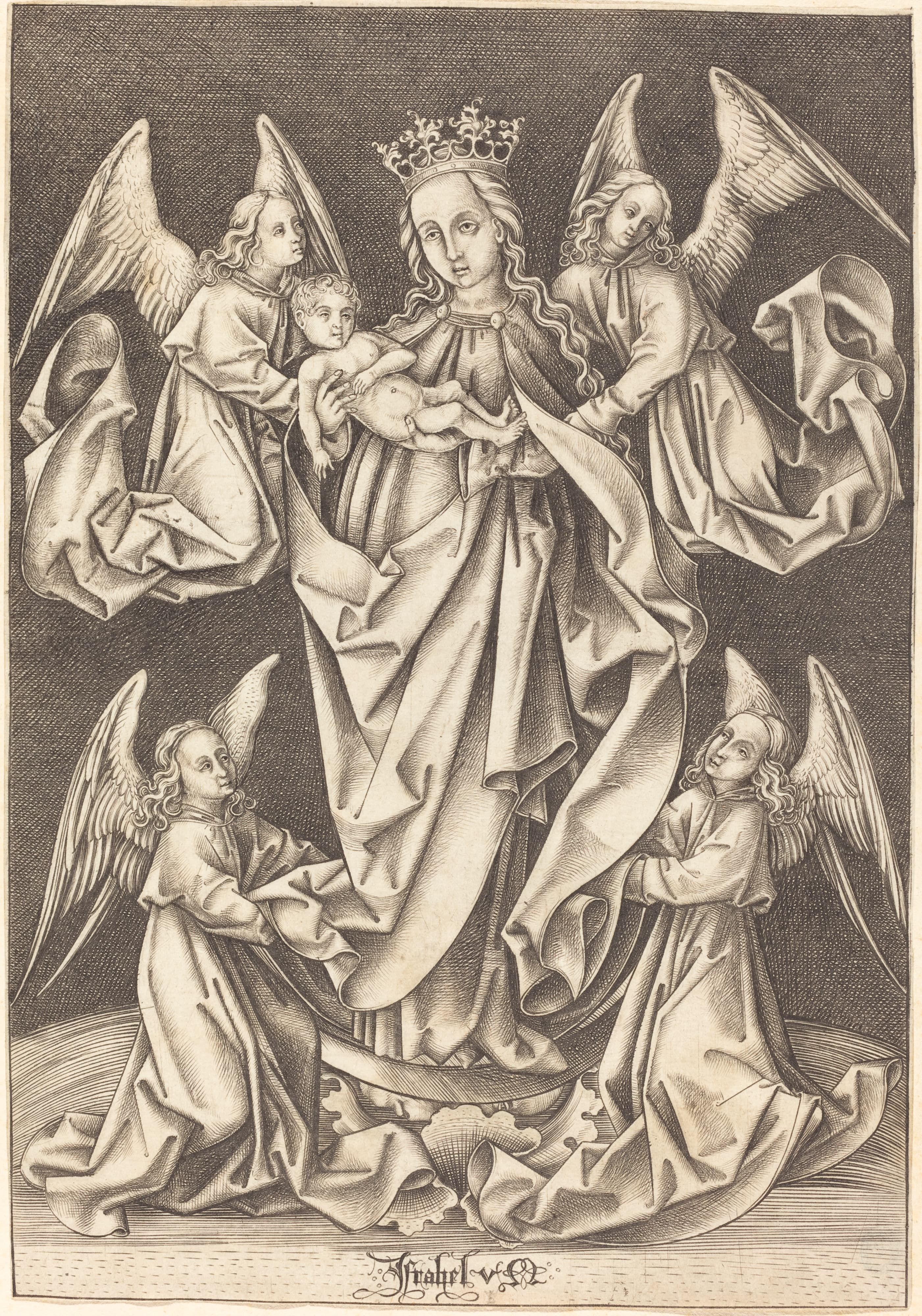 The Madonna and Child on the Crescent Supported by Four Angels