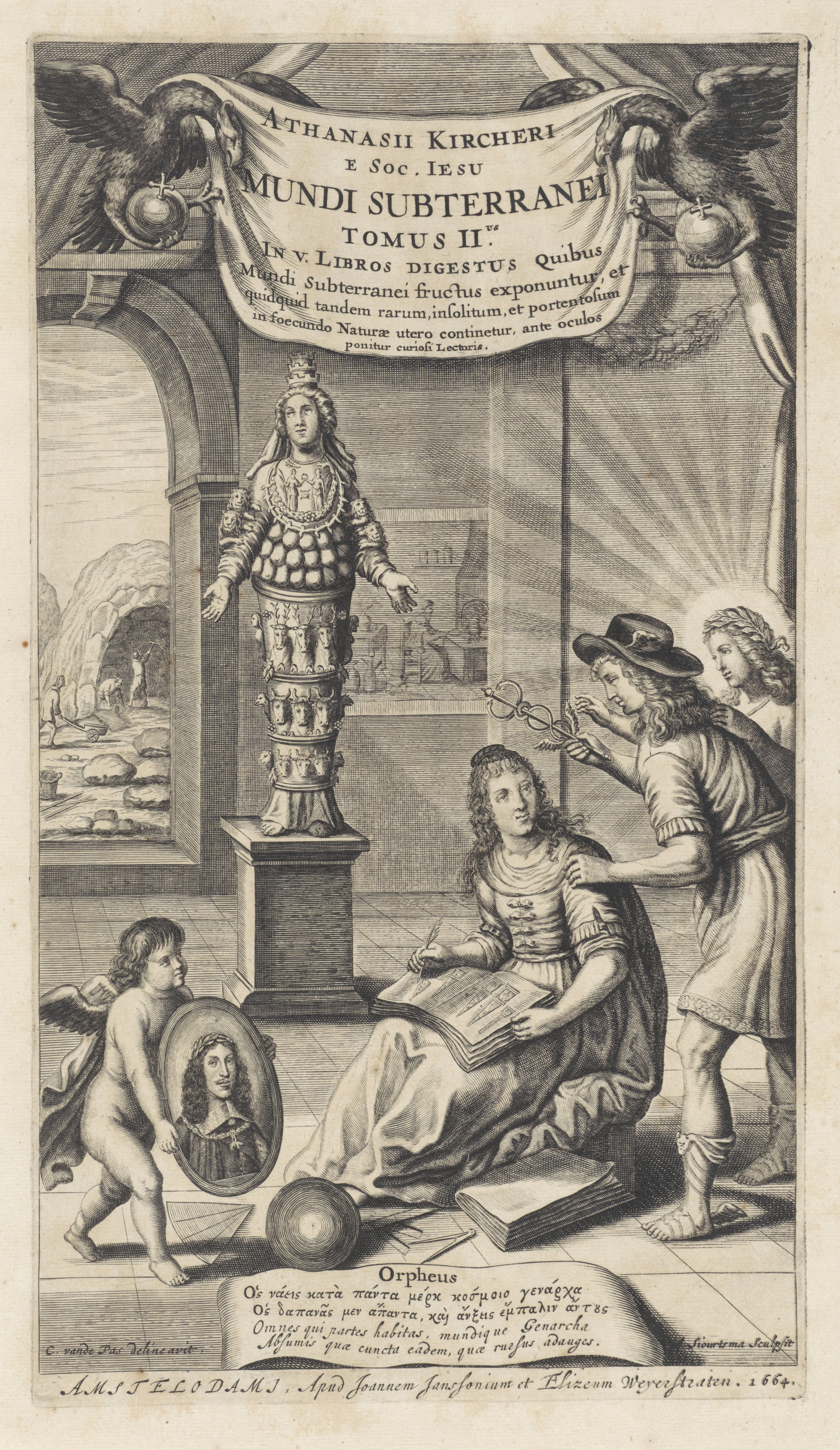 Titelpagina voor A. Kircher, Mundus subterraneus, 2e deel, 1664