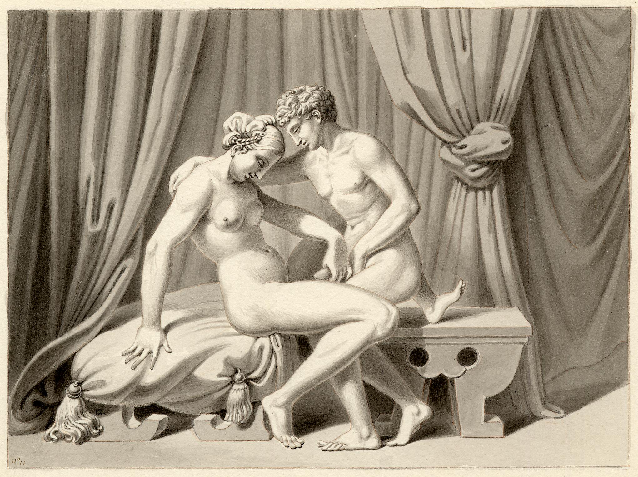 I modi, Plate 11: Couple on a Bench