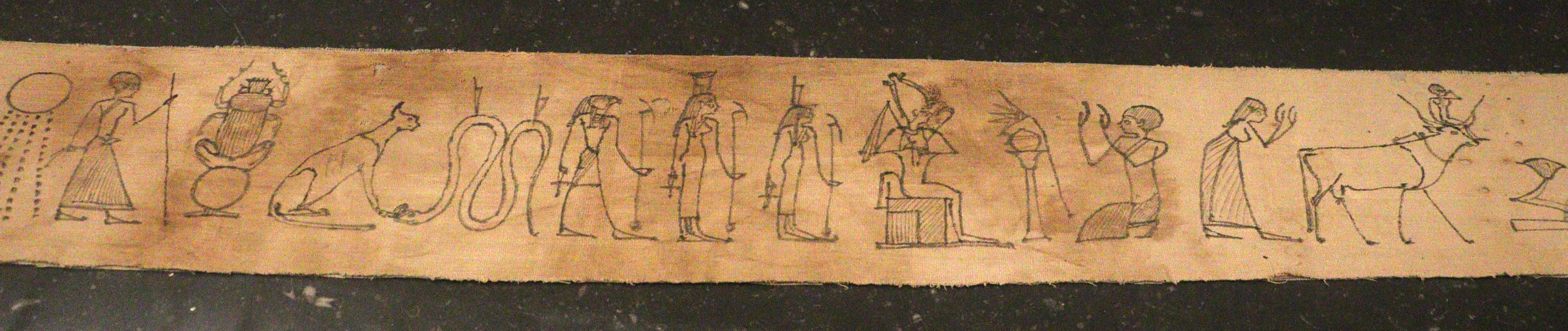 Egitto, bendaggio da mummia con estratti dal libro dei morti, 300 ac ca. 03