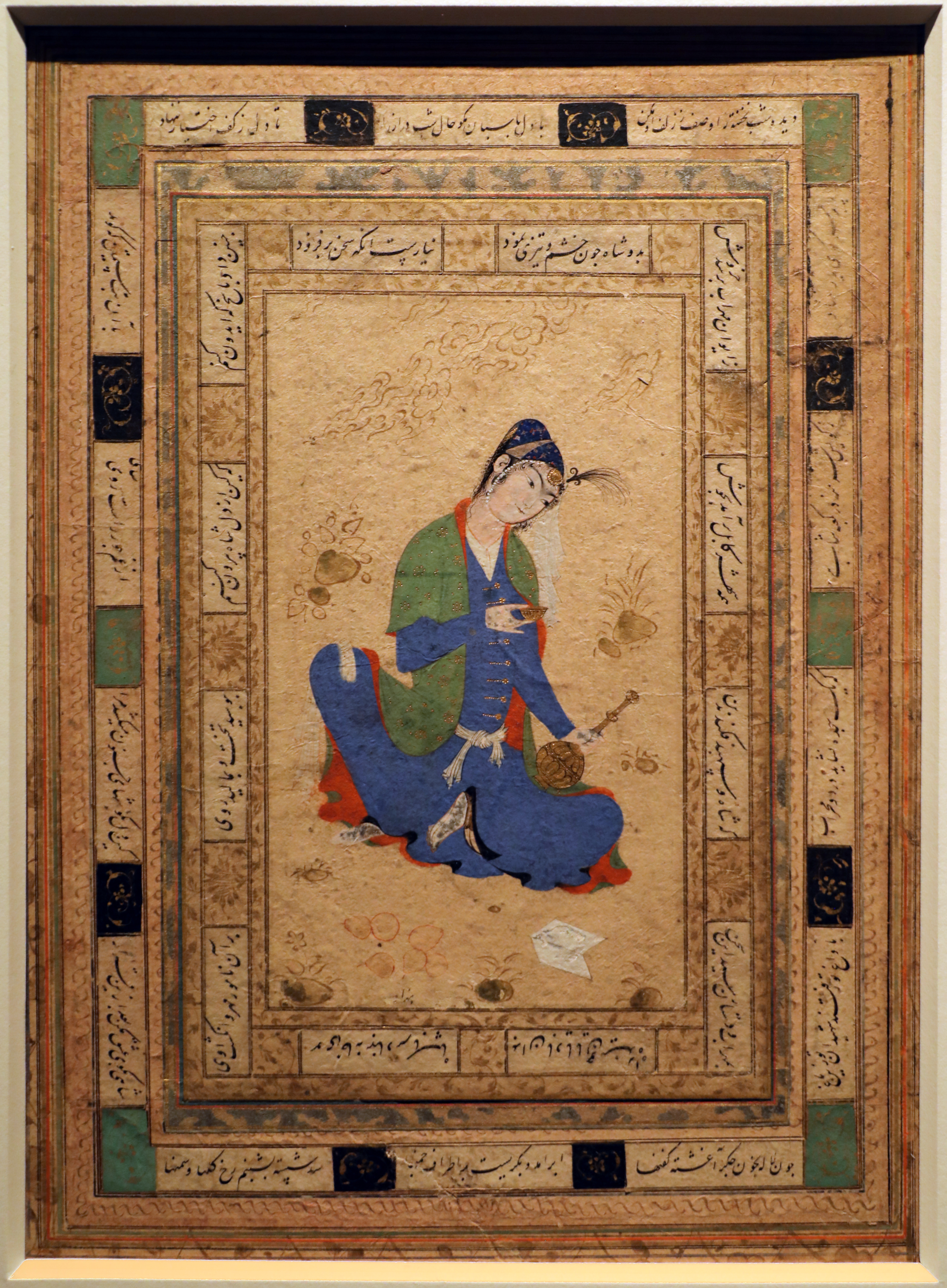 Sadiqi beg (attr.), vergine seduta che beve, isfahan 1590-1600 ca