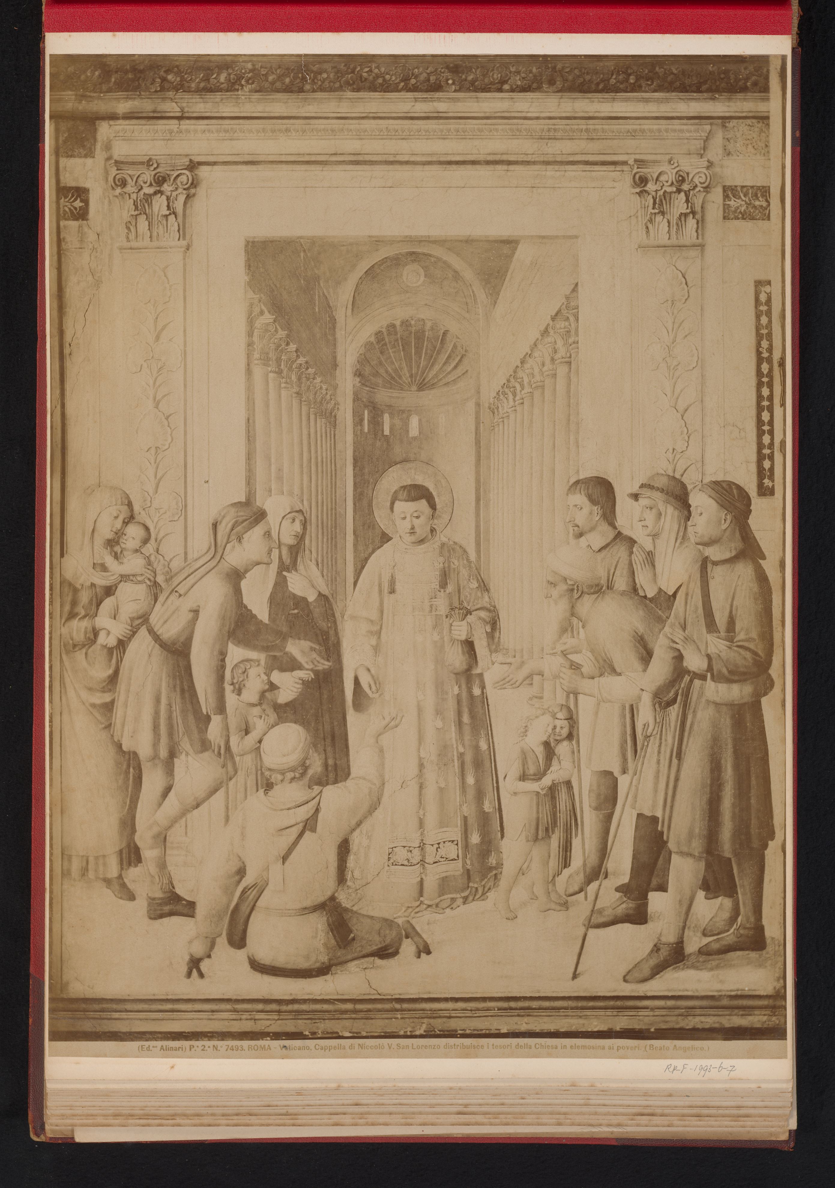 Fresco De H. Laurentius aalmoezen uitdelend, door Fra Angelico, Capello Niccolò V, Vaticaan, RP-F-1993-6-7